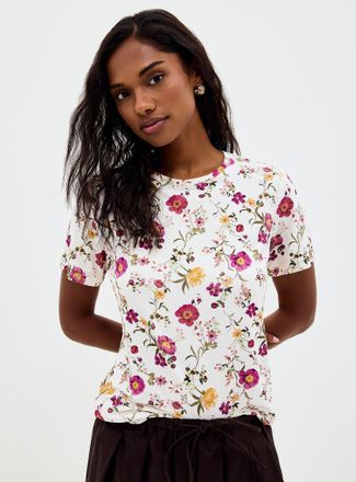 Contemporaine Womens Patterned flowy crew-neck T-shirt