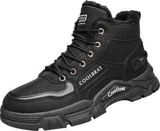 Generic Winter Shoes Mens Lined Warm Winter Boots Mens Winter Boots Non-Slip Snow Boots Men Slip On Boots Non-Slip High Hiking Shoes Outdoor Shoes Winter for 