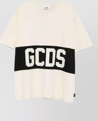 GCDS band logo loose fit striped t shirt