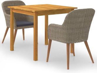 vidaXL Vidaxl - Juego De Comedor Para Jard&iacute;n De 3 Piezas Marr&oacute;n