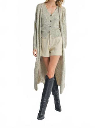 Sadie & Sage Phoenix Long Open Cardigan In Taupe Multi