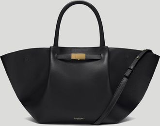 DeMellier The Midi New York in Black Small Grain Leather Shoulder bag