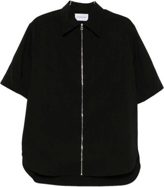 Givenchy Overhemden, Heren, Zwart, M, Polyester, Couture Seam Zipped Shirt