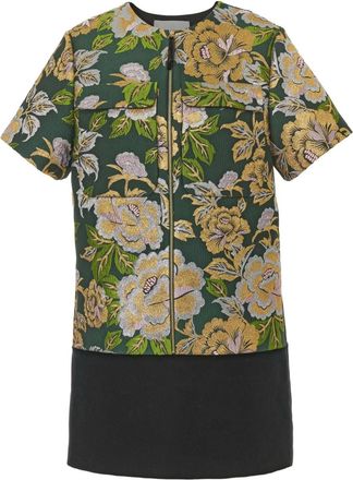 Carolina Herrera Abito corto a fiori jacquard - Verde