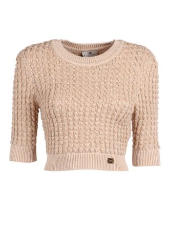 Elisabetta Franchi Tricot Bubble Stitch Sequin Top