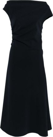 Parosh Blue Boat Neck Midi Dress