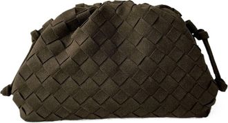 Generic Autumn Winter Handmade Woven Frosted Cloud Shape Fashion Single Shoulder Dumpling Bag Soft Leather Mobile Phone(Coffee)