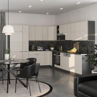 Vicco Cocina Esquinera Fame-line, Gris/beige/antracita, 347 X 257 Cm, Et Antracita, Vicco