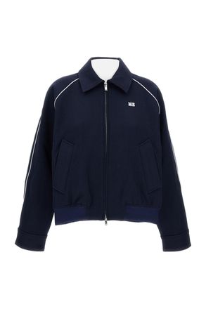 Wales Bonner Cropped Full-Zip Jacket With Pointed Collar And Embroidered Logo