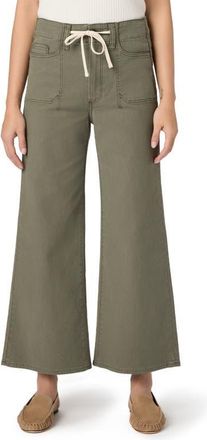 Paige Ari Drawstring Wide Leg Pants in Vintage Ivy Green at Nordstrom, Size 23
