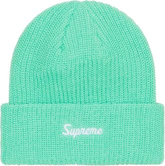 SUPREME logo-embroidered gauge beanie hat - Groen