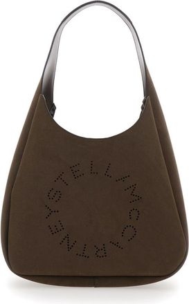 Stella McCartney Brown Shoulder Bag With Maxi Logo Lettering On The Front In Ecosuede Woman