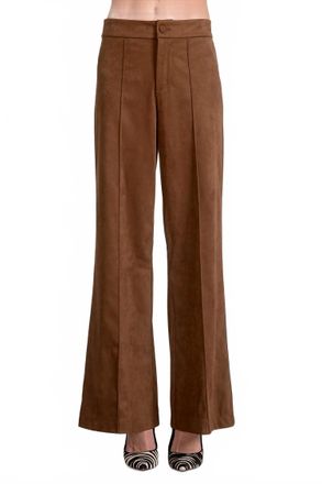 Elan Suede High Waist Pant In Chocolate