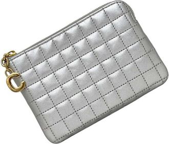 Celine Silver Leather Coin Purse/Coin Case (Pre-Owned)