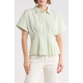 CeCe by Cynthia Steffe Pleat Waist Top in Pale Lime at Nordstrom Rack, Size X-Large