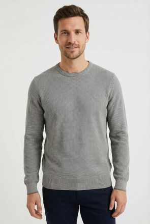 Lerros Strickpullover LERROS, Herren, Gr. XXL, basalt grau, Strick, Obermaterial: 100% Baumwolle, unifarben, normal h&uuml;ftbedeckend, Rundhals, B&uuml;ndchen, Pullov