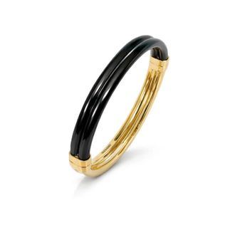 Gold & Honey Womens Ridge Lucite Hinge Bangle In Black