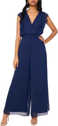 Halogen Ruffle Surplice Wide Leg Jumpsuit in Classic Navy at Nordstrom Rack, Size X-Small