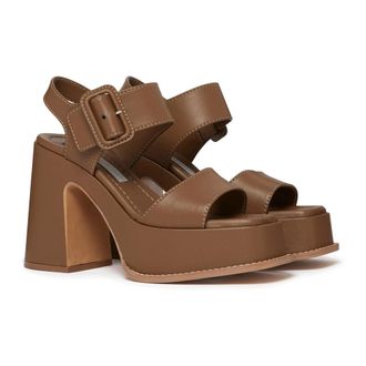 Stella McCartney Schoenen, Dames, Bruin, 36 EU, Leer, Skyla Platform Sandalen