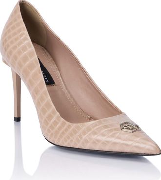 Philipp Plein Cocco Print Decolette Mid Heels Hexagon 9 Women in Beige at Nordstrom, Size 40