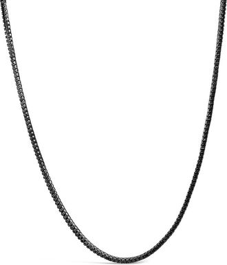 House of Brilliance Mens Sterling Silver Black Onyx Tennis Necklace