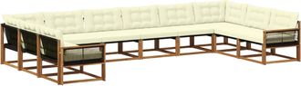 vidaXL Conjunto De Sof&aacute;s De Exterior 10 Uds. Natural Y Crema Vidaxl