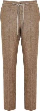 Corneliani Pantaloni in lino con coulisse - Marrone