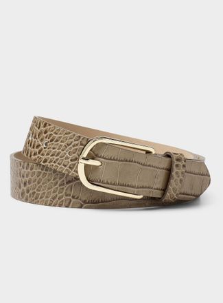 Simons Womens D-buckle glossy croc leather belt