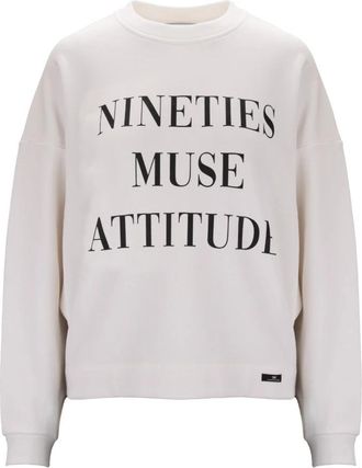 Elisabetta Franchi Cotton Sweatshirt met Lettering Print - Dames - Sweatshirts - Wit - M - Katoen - Hoodies & sweatvesten