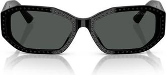 Jimmy Choo London 56mm Oval Sunglasses in Black/Crystal Jet /Dark Grey at Nordstrom