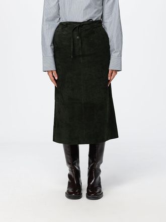 Max Mara S Max Mara A-Line Midi Skirt in Suede Leather with Drawstring Waist