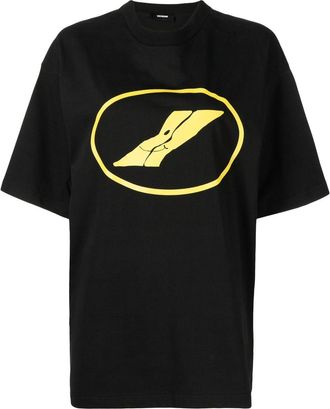 We11done logo-print crew-neck T-shirt - women - Cotton - L - Black