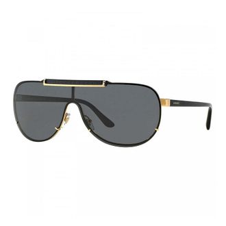 Versace Sunglasses Shield Semi Rim, Silver Frame And Light Grey Mirror Silver Lens Ve214010006G