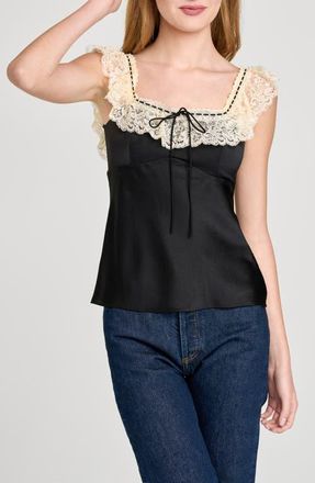 Wayf Ella Lace Trim Camisole in Black at Nordstrom, Size X-Small