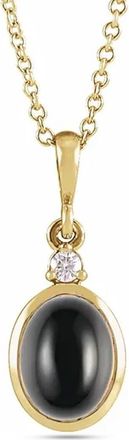 Allurez Oval Natural Onyx & Diamond Pendant Necklace 14K 2.03ct in Onyx, Yellow Gold at Nordstrom, Size 18