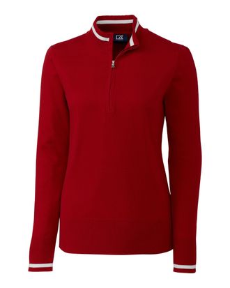 Cutter & Buck Womens Lakemont Tipped Half-Zip Sweater