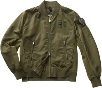 Blauer Groene Bomberjack met Swarovski Patch - Dames - Bomber jackets - Groen - XL - Nylon - Jassen