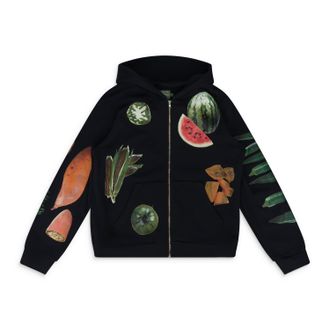 Denim Tears Black Kiss My Grits Fruit Collage Zip Hoodie