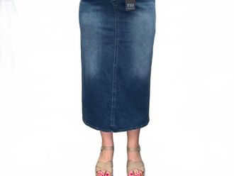FDJ Column With Slits Midi Skirt In Dark Wash