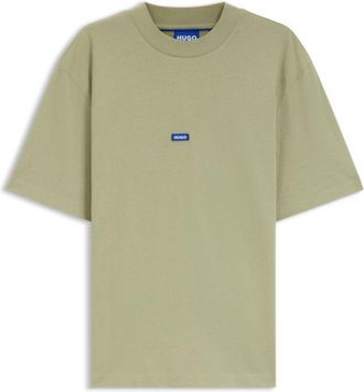 HUGO BOSS Cotton-jersey T-shirt with blue logo patch