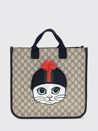 Gucci Borsa tote da bambino in tessuto GG Supreme con stampa fauna e doppio manico