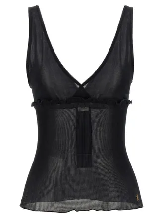 Saint Laurent Black Solid V Neck Top