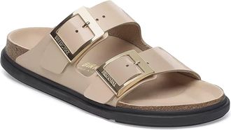 Birkenstock Womens Sandals Arizona Patent Leather Neutral Tones Natural Leather-Eva Slippers Leather/eva Flat Shoes