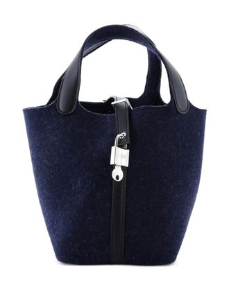 Herm&egrave;s Picotin Lock Bag Felt with Leather PM bucket bag - Nero