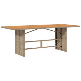 vidaXL Mesa De Jard&iacute;n Superficie De Madera Rat&aacute;n Pe Beige 190x80x74 Cm Vidaxl