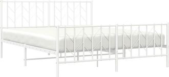 vidaXL Metal Bed Frame without Mattress with Footboard White 160x200cm Vidaxl