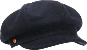 Mayser Women&acute;s Newsboy Cap Women - Made in The EU Winter caps Wool with Peak, Lining, Lining Autumn-Winter - L (59-60 cm) Navy