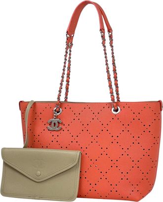 Chanel Pink Grained Calfskin Shoulder Bag Tote Bag (Pre-Owned)