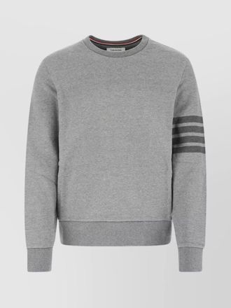 Thom Browne cotton crew-neck sweatshirt with striped sleeve detail