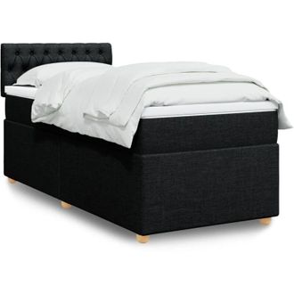 vidaXL Vidaxl - Cama Box Spring Individual Con Colch&oacute;n Tela Negro